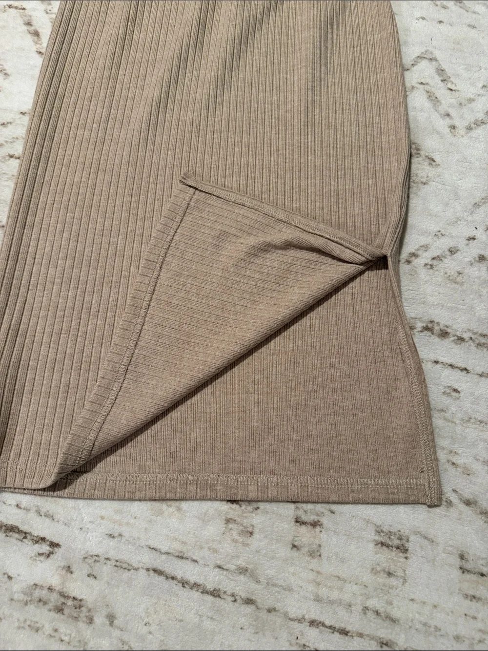 Ribbed Knit Pencil Skirt in Sand